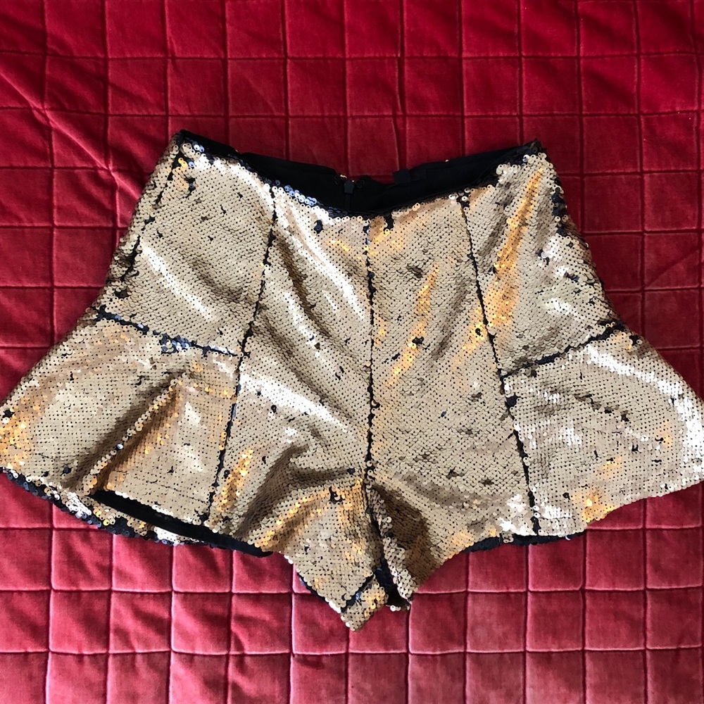 NBD sequined flared shorts